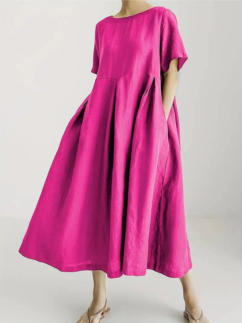 Trendy Women's Fuchsia Flowy Midi Dress ...
